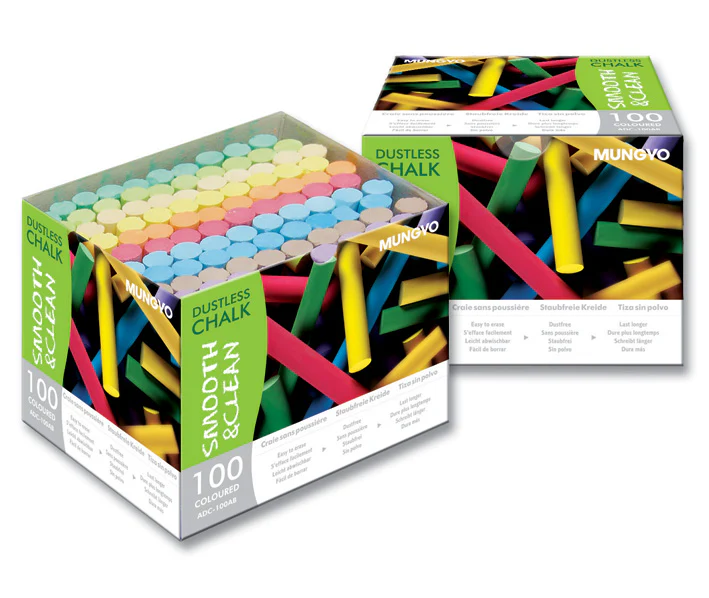 Mungyo 100 Pieces Dustless Chalk 5 Assorted Colours - Nail Gallerys