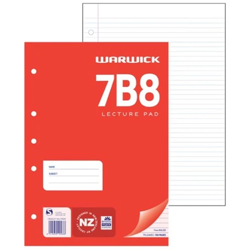 Warwick Pad 7b8 Lecture 75 Leaf Ruled 7mm A4 - Nail Gallerys