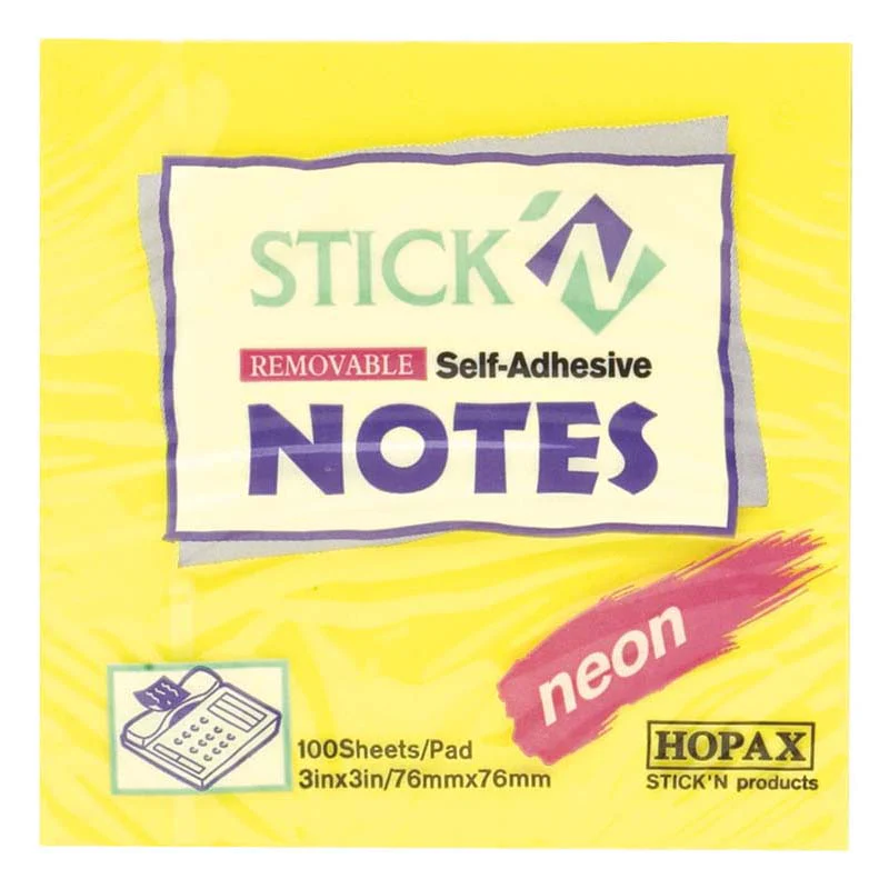Stick'n Note 76x76mm 100 Sheet Neon - Nail Gallerys
