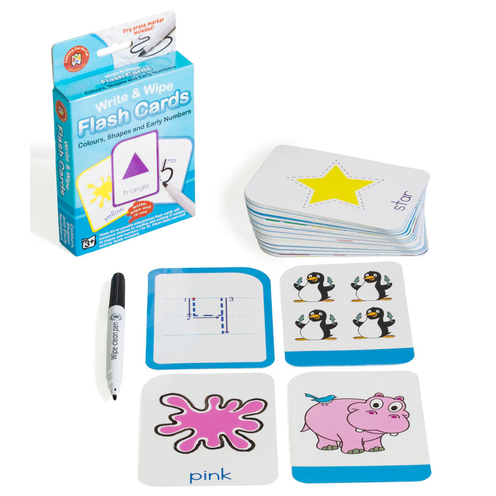 Learning Can Be Fun Write & Wipe Colour Shape Number Flashcards With Marker - Nail Gallerys