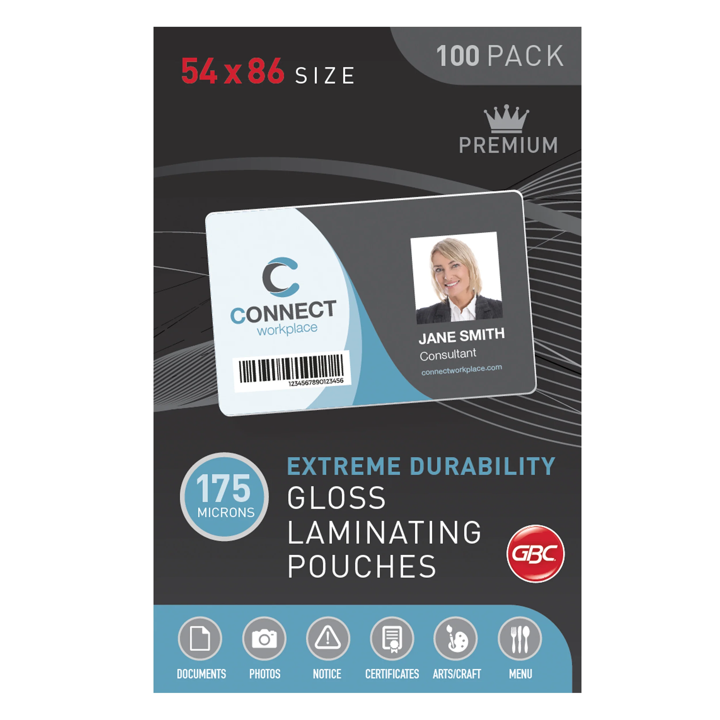 GBC 54x86 175 Micron Credit Laminating Pouch Pack Of 100 - Nail Gallerys