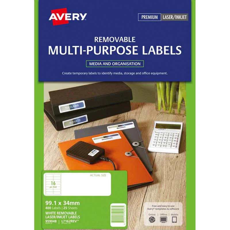 Avery Multi-purpose Laser/inkjet Label L7162 Rev-25 99.1x33.9mm 25 Sheets - Nail Gallerys