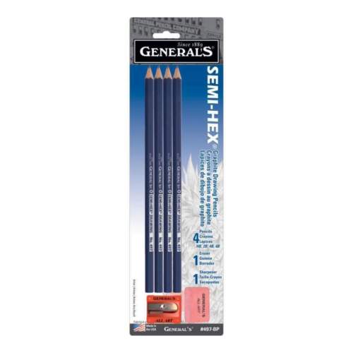 General's Classic Graphite Drawing Pencils Set of 4 with Eraser & Sharpener - Nail Gallerys