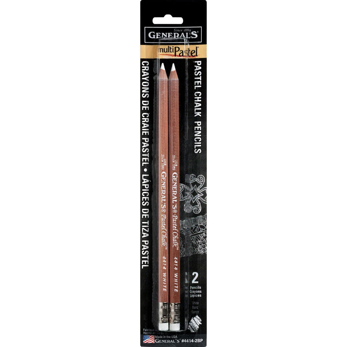 General's Pastel Chalk Pencils White Pack of 2 - Nail Gallerys