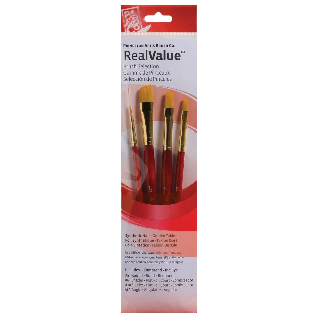 Princeton Real Value Synthetic Golden Taklon 9123 Brushes Set of 4 - Nail Gallerys