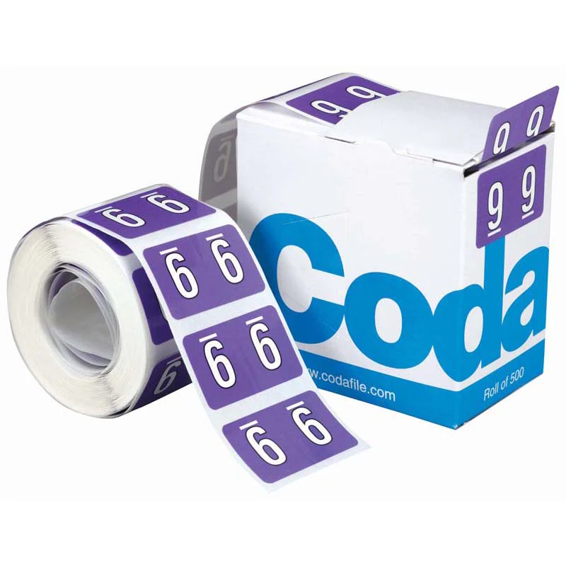 Codafile Label Numeric 9 25mm Roll 500 - Nail Gallerys