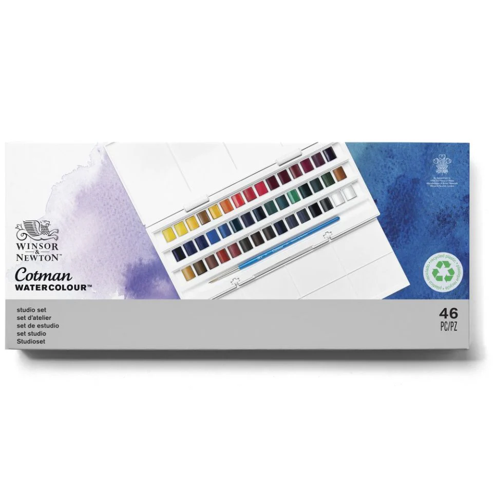 Winsor & Newton Cotman Watercolour Half Pan Paints Studio Set Of 45 - Nail Gallerys