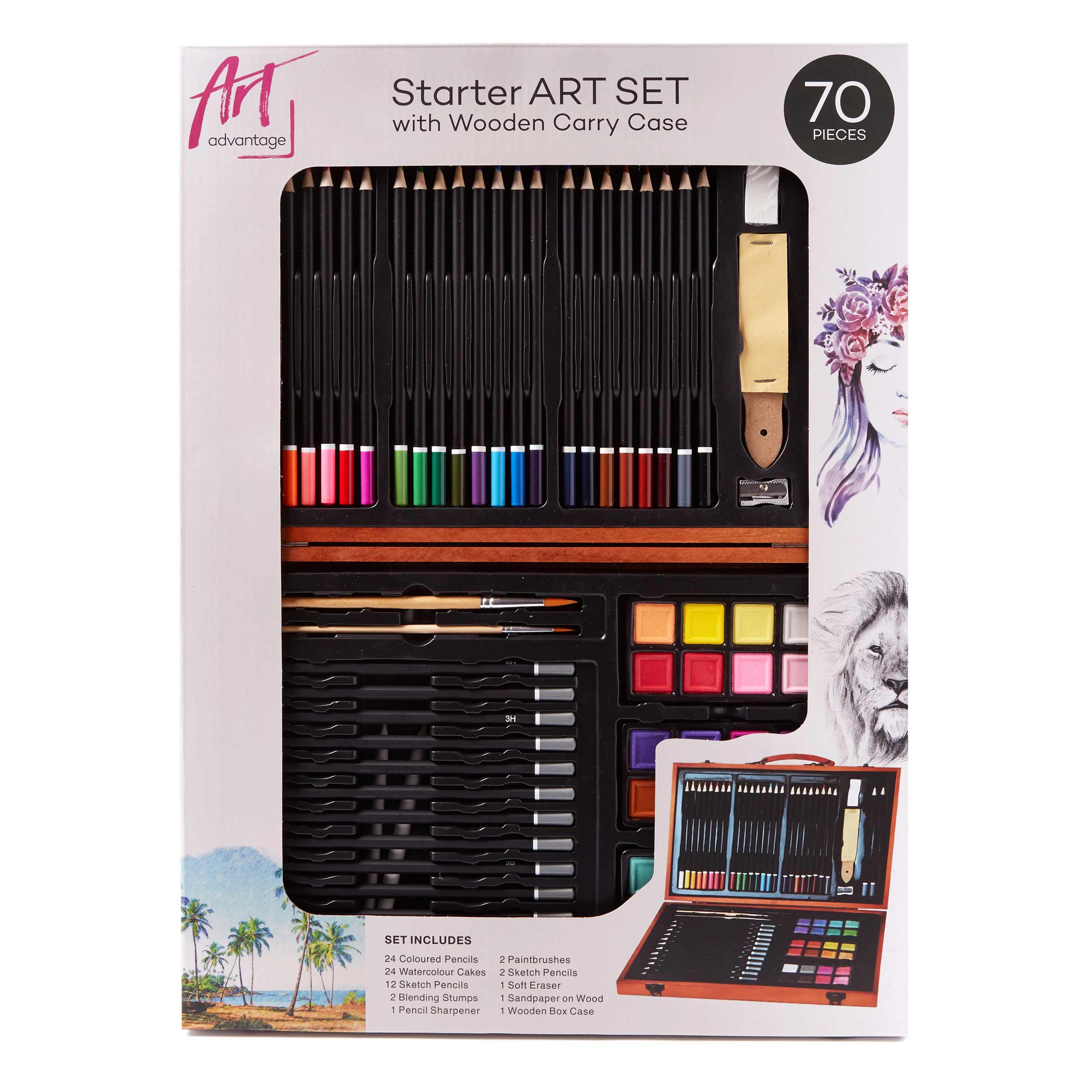 Art Advantage Starter Art Set With Wooden Carry Case Set Of 70 - Nail Gallerys