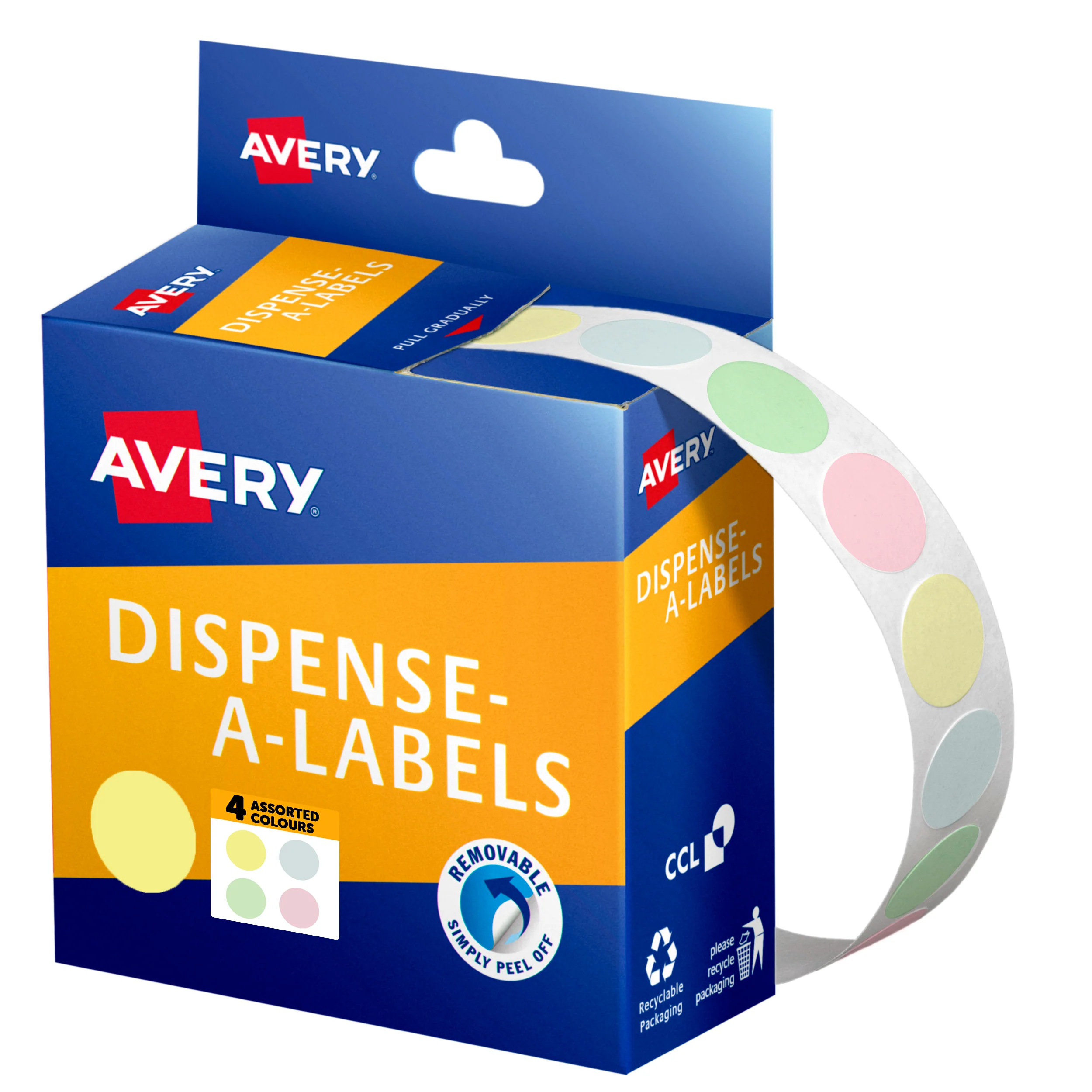 Avery Assorted Pastel Colour Dispenser Dot Stickers 14mm Pack of 600 - Nail Gallerys