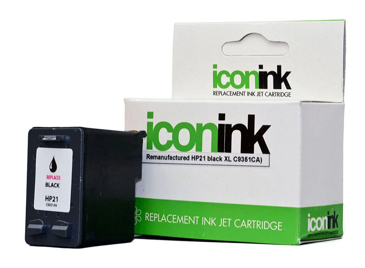 Icon Remanufactured Hp 21 Black Xl Ink Cartridge (c9351ca) - Nail Gallerys