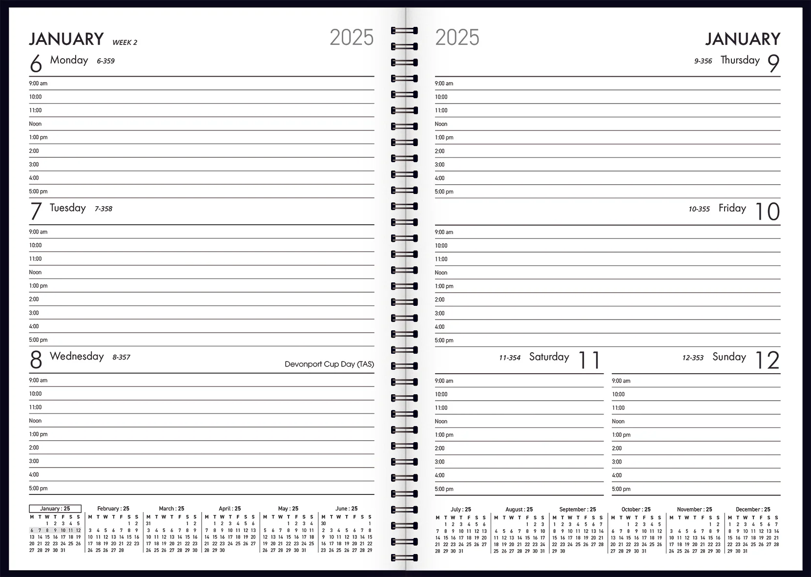 Collins Boston A53 Week To View Wiro Diaries - Nail Gallerys