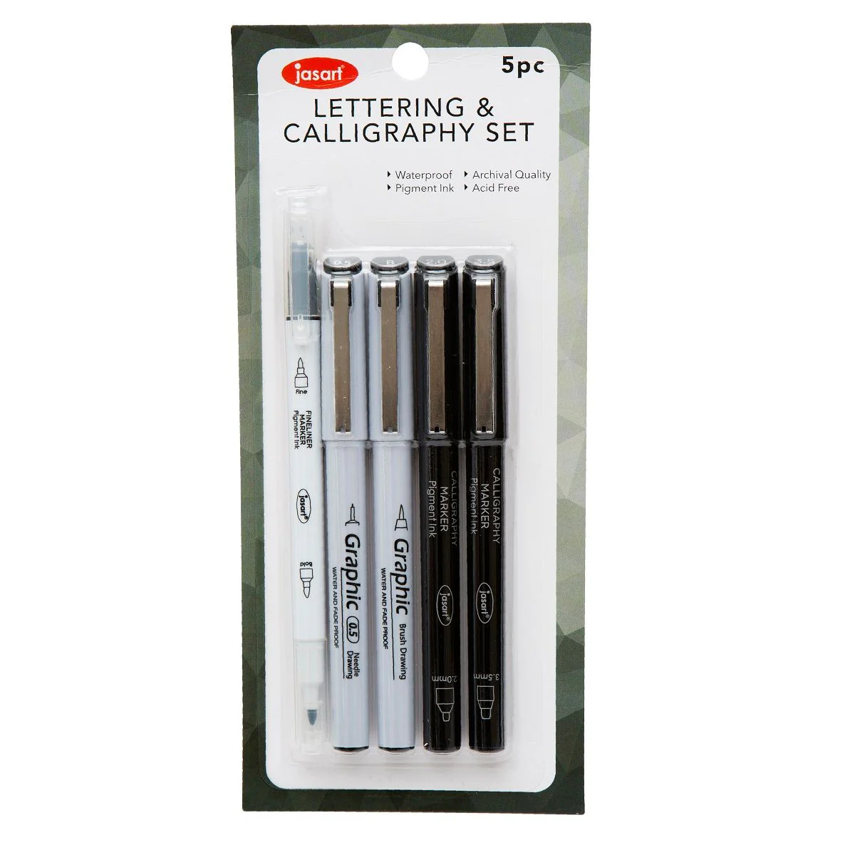 Jasart Lettering Calligraphy Set Of 5 - Nail Gallerys