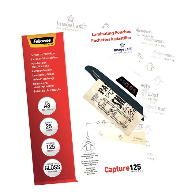 Fellowes Laminating Pouches Gloss 125 Micron Pack Of 25 - Nail Gallerys