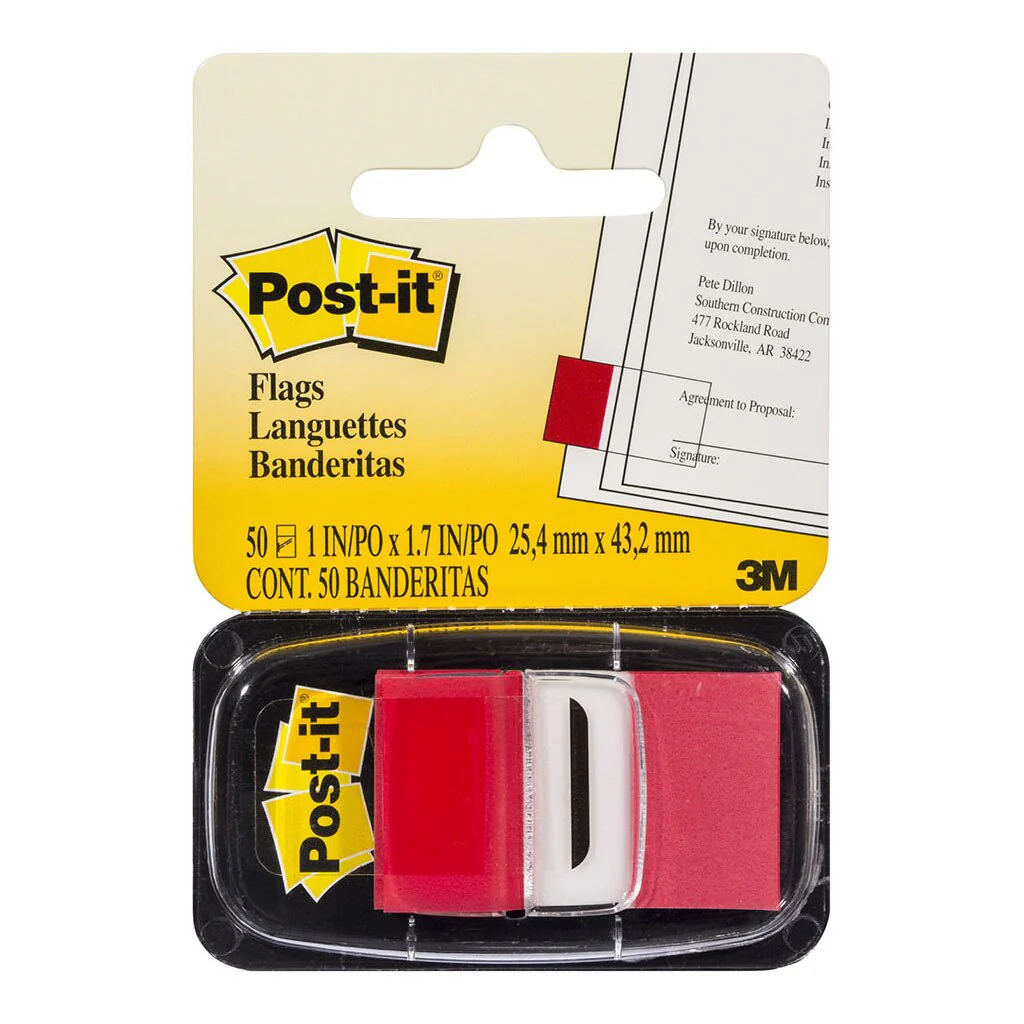 Post-it Flags 680-1 Singles Red Size 25mm X 43mm Pack 50 And Dispenser - Nail Gallerys