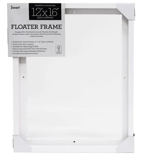 Jasart Floater Frame Thick Edge 12x12 Inch White - Pack of 5 - Nail Gallerys