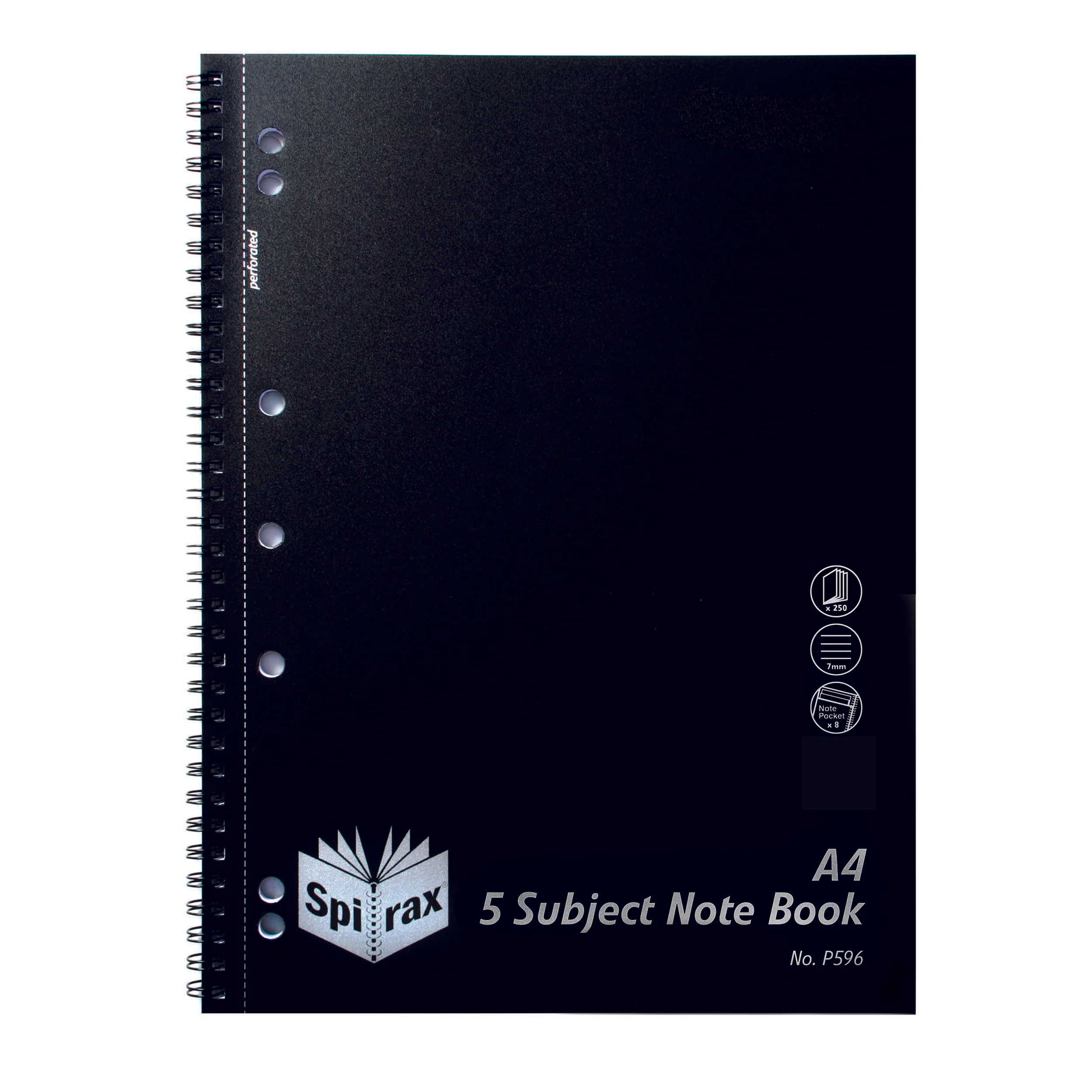 Spirax P596 PP 5 Subject Notebook A4 250 Page Black S/o - Pack Of 5 - Nail Gallerys