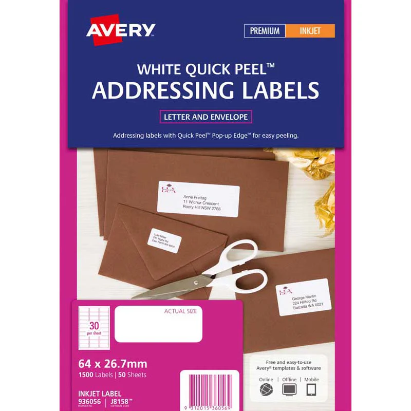 Avery Addressing Inkjet Label J8158-50 50 Sheets - Nail Gallerys