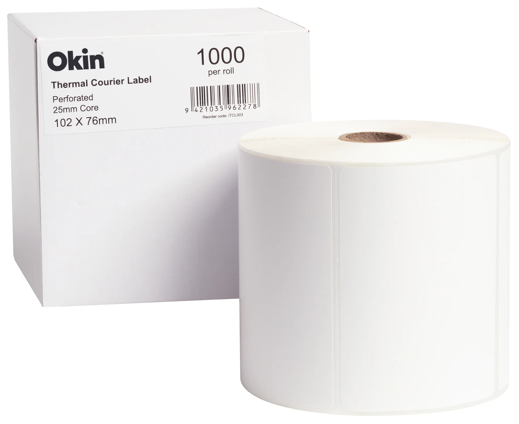 Okin Thermal Courier Label Perforated 102x76mm 1000 Labels - Nail Gallerys