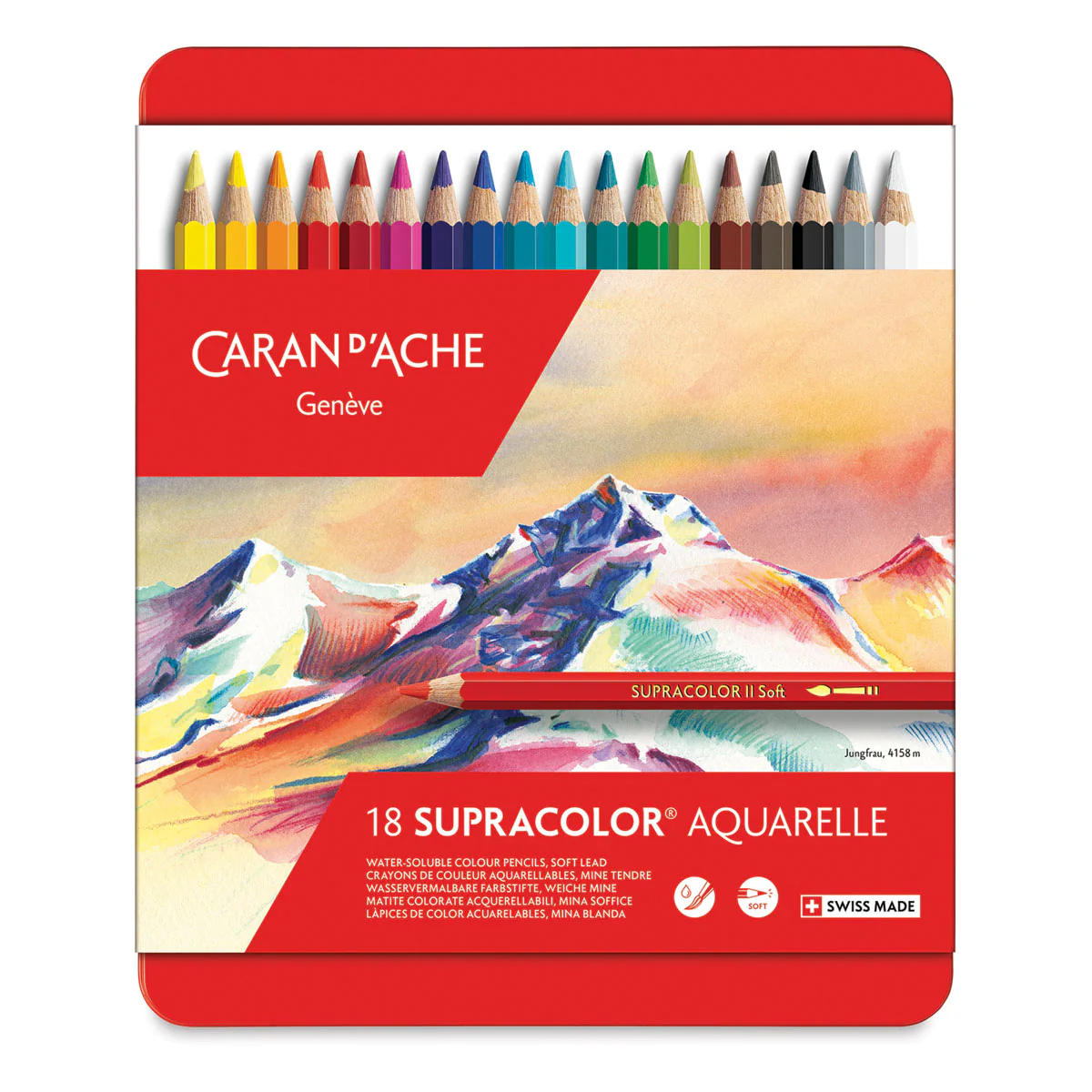 Caran D'ache Supracolour Soft Aquarelle Colour Pencil Set of 18 - Nail Gallerys