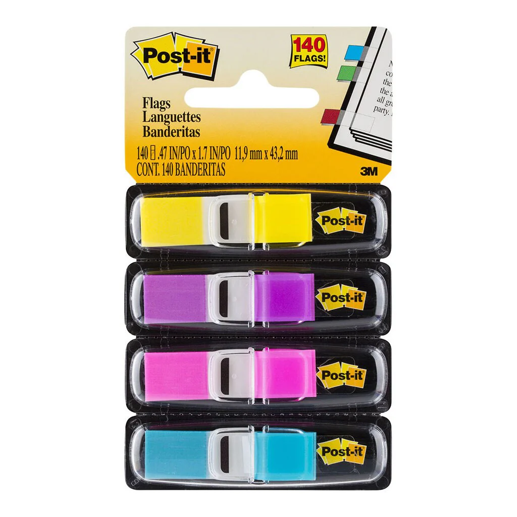 Post-it Flag 683-4ab Mini Bright Assorted Colour 12x43mm 35/disp, 4 Disp/pack - Nail Gallerys