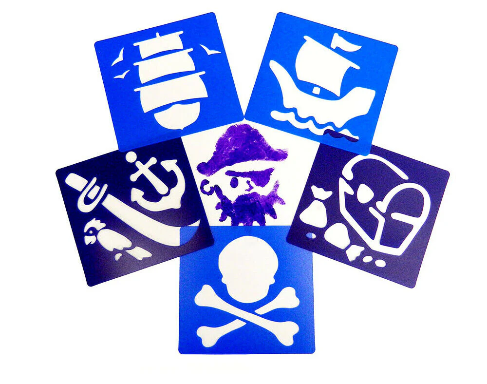 Anthony Peters Washable Plastic Stencils Set Of 6 Pirates - Nail Gallerys