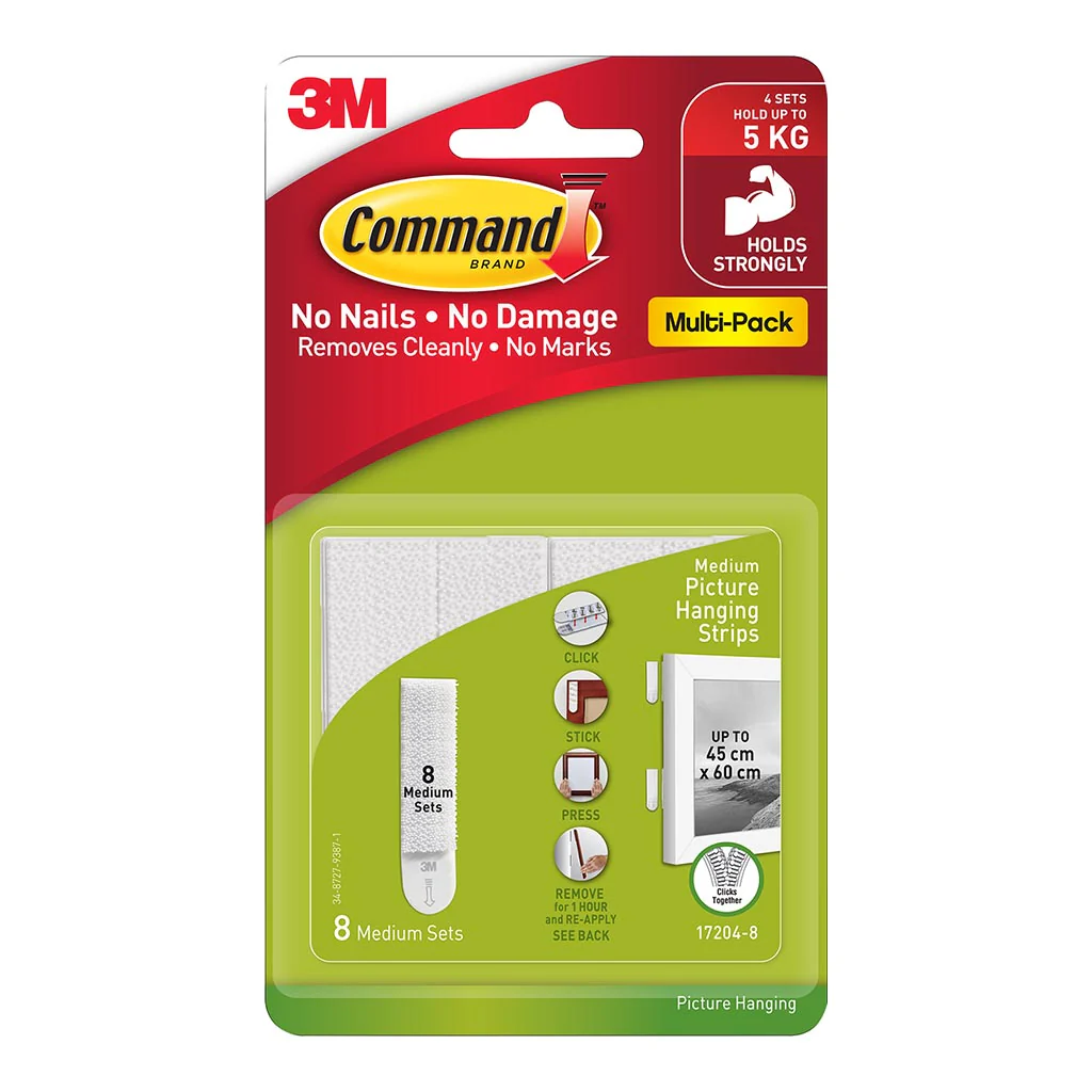 Command Medium White Picture Hanging Strips Pack of 8 Sets - Nail Gallerys