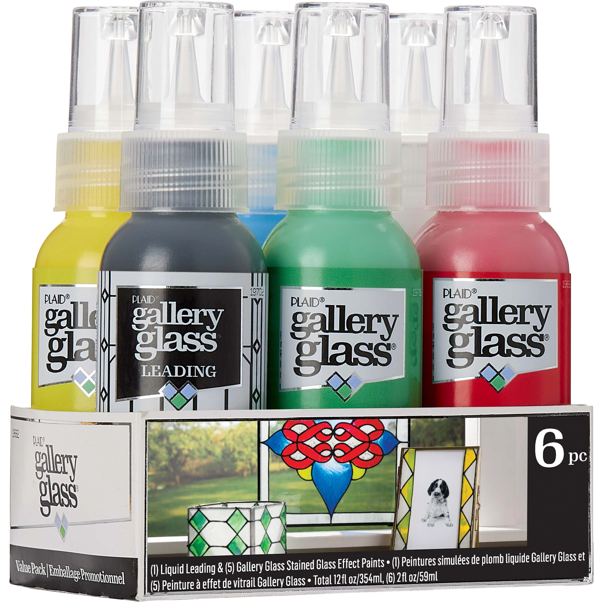 Plaid Gallery Glass 59ml Paints Set Of 6 Basic Colours - Nail Gallerys