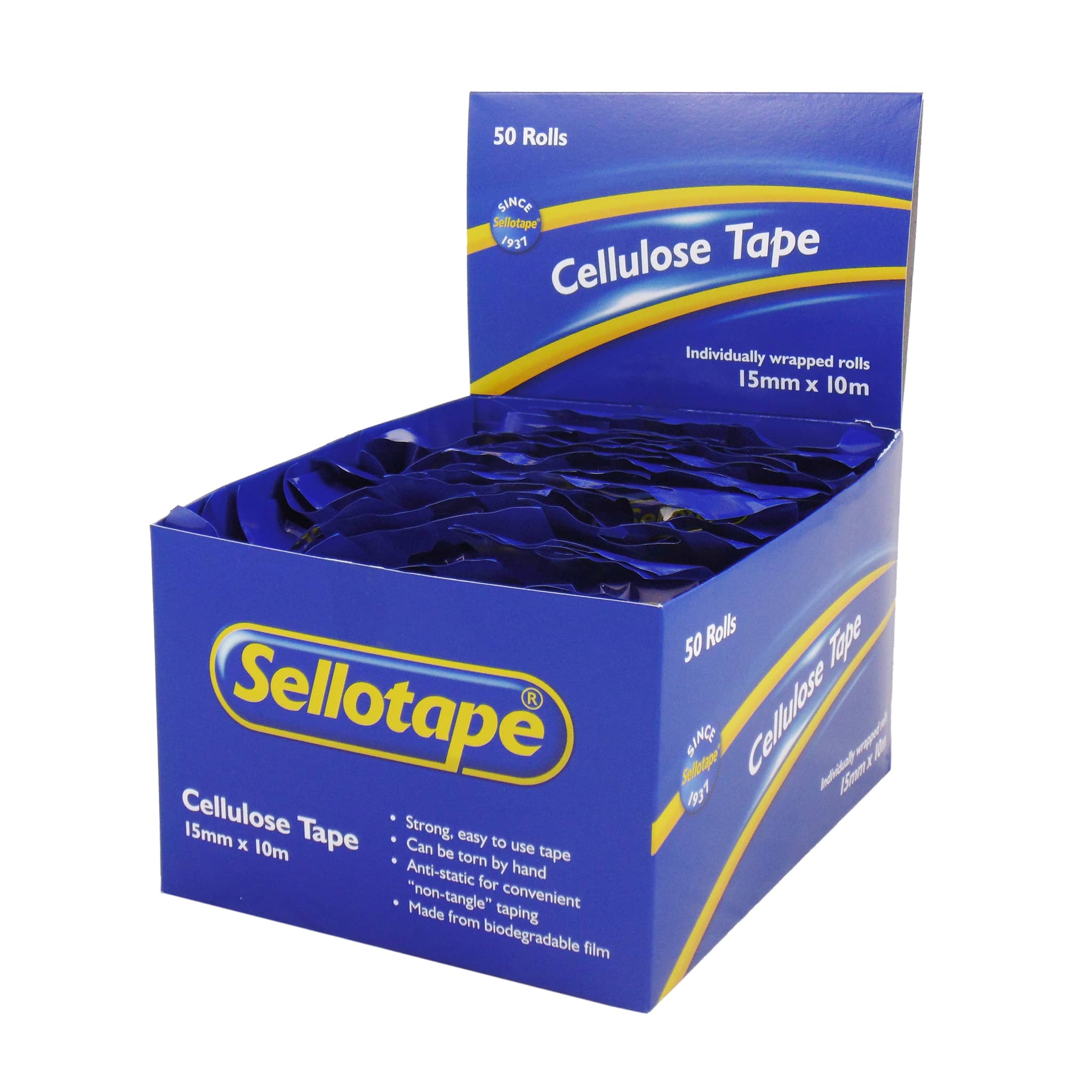 Sellotape 3250 Cellulose Size 15mm X 10m Clear Tape Easy Tear Tangle Free - Nail Gallerys