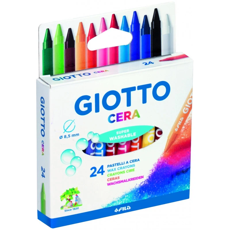 Giotto Cera Assorted Wax Crayons Pack of 24 - Nail Gallerys