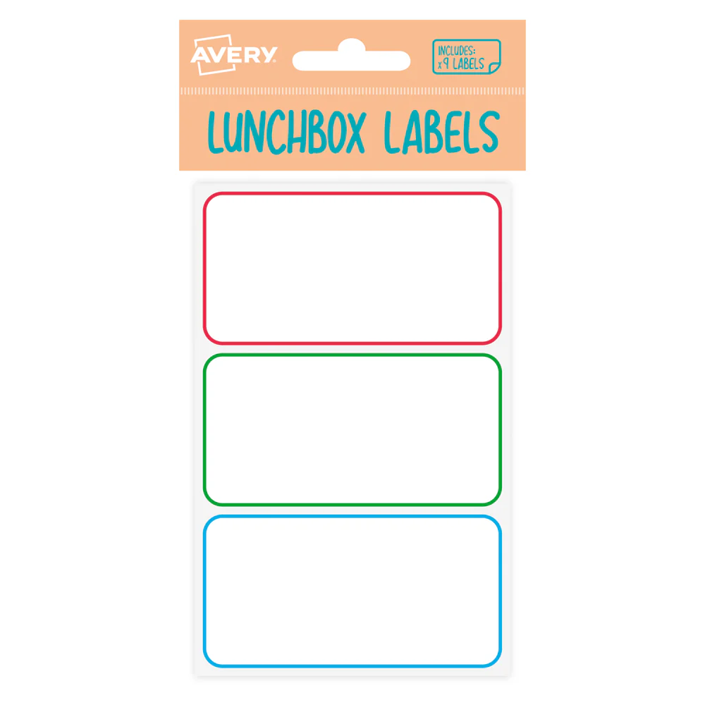 Avery Label Lunch Box Assorted Colours 3up 3 Sheets - Nail Gallerys