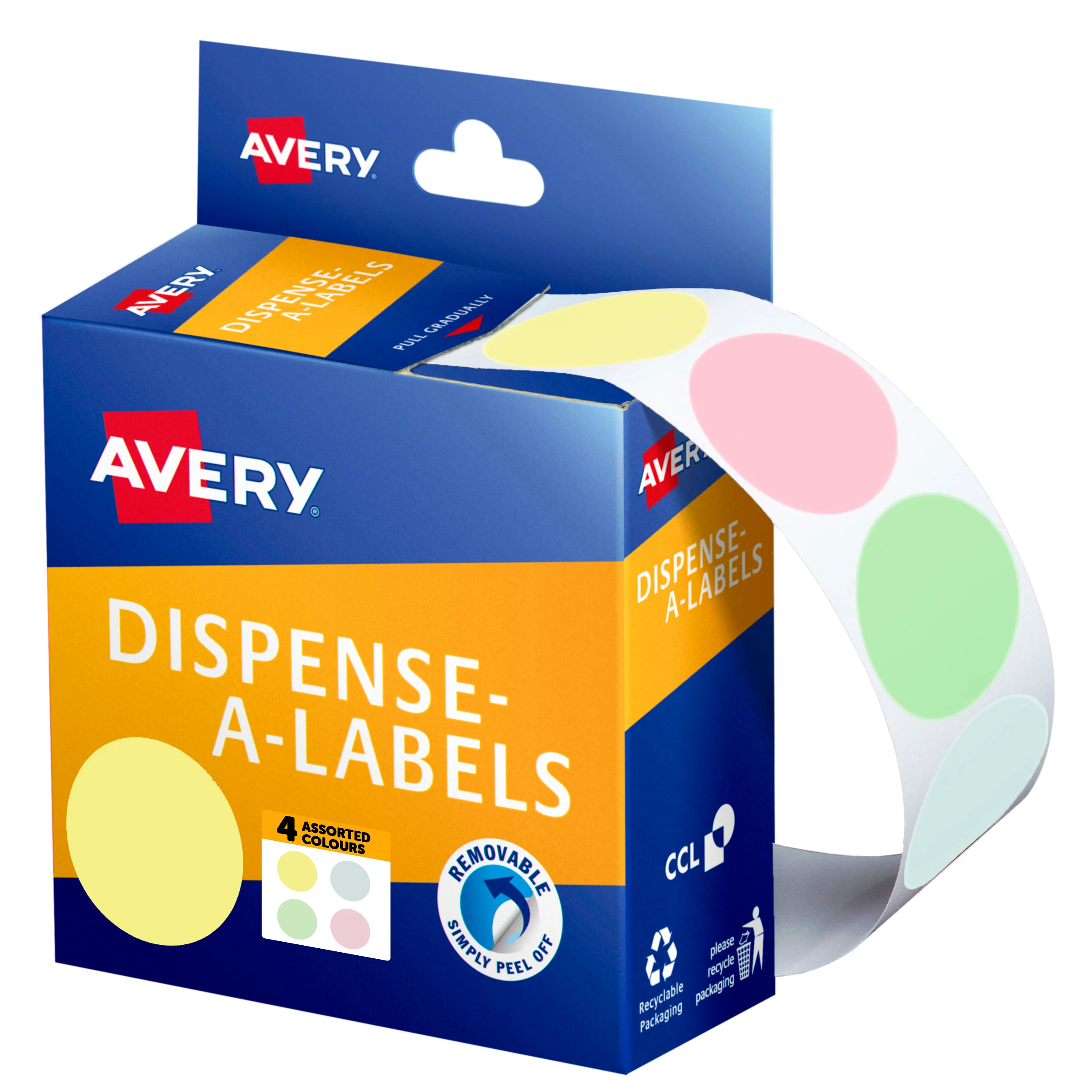 Avery Assorted Pastel Colour Dispenser Dot Stickers 24mm Pack of 300 - Nail Gallerys