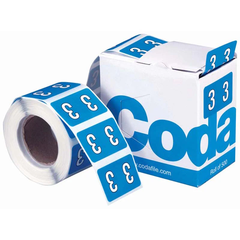Codafile Label Numeric 3 25mm Roll 500 - Nail Gallerys