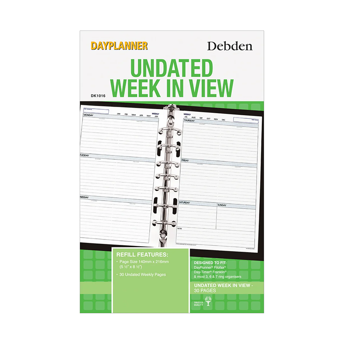 Debden Desk Week to View Undated Dayplanner Refill - Nail Gallerys