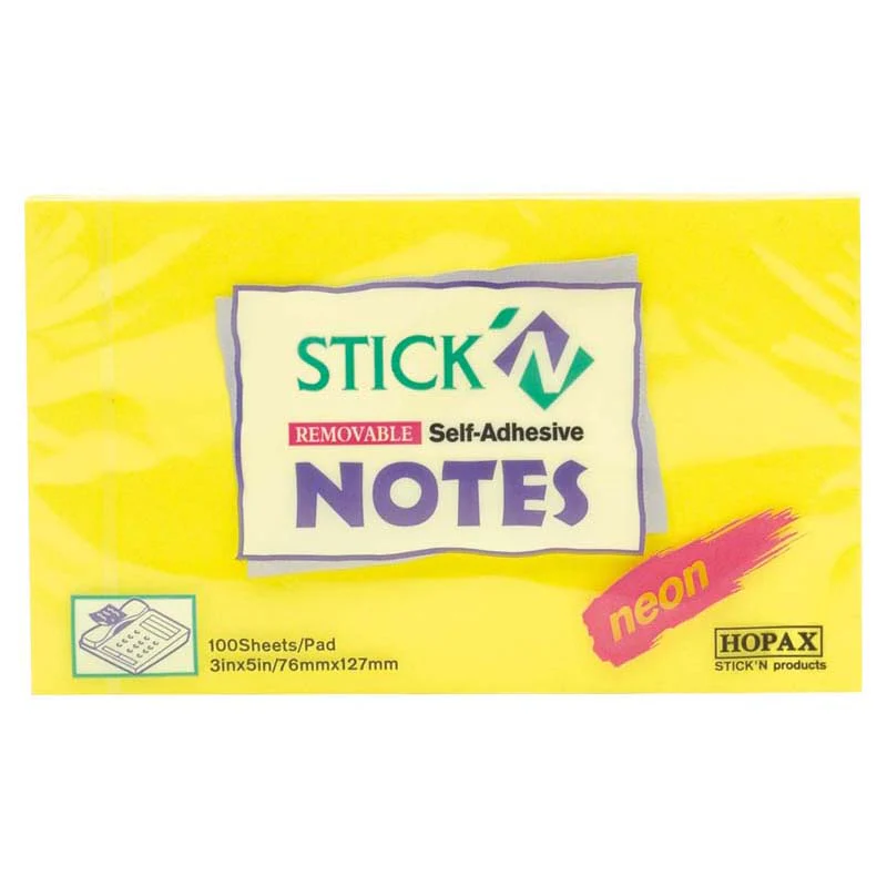 Stick'n Notes 76x127mm 100 Sheet Neon Lemon - Nail Gallerys
