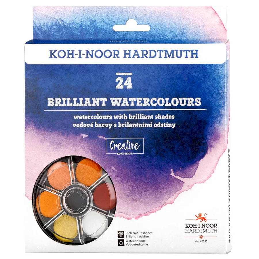 Koh-I-Noor Brilliant Watercolours 24 In Round Cassette - Nail Gallerys