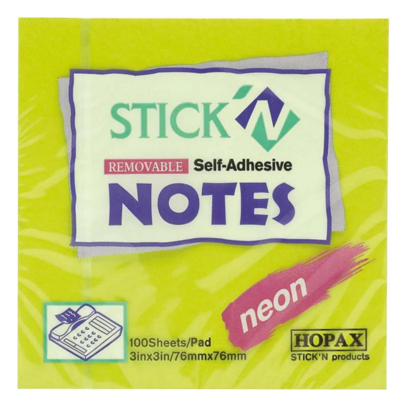 Stick'n Note 76x76mm 100 Sheet Neon - Nail Gallerys