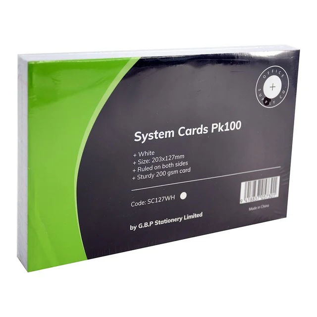 OSC System Cards 203x127mm White - Pack Of 100 - Nail Gallerys