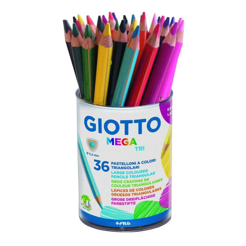 Giotto Mega-Tri Assorted Colouring Pencils Pot of 36 - Nail Gallerys