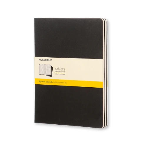 Moleskine Cahier Xtra Large Squared Black Journals Pack Of 3 - Nail Gallerys