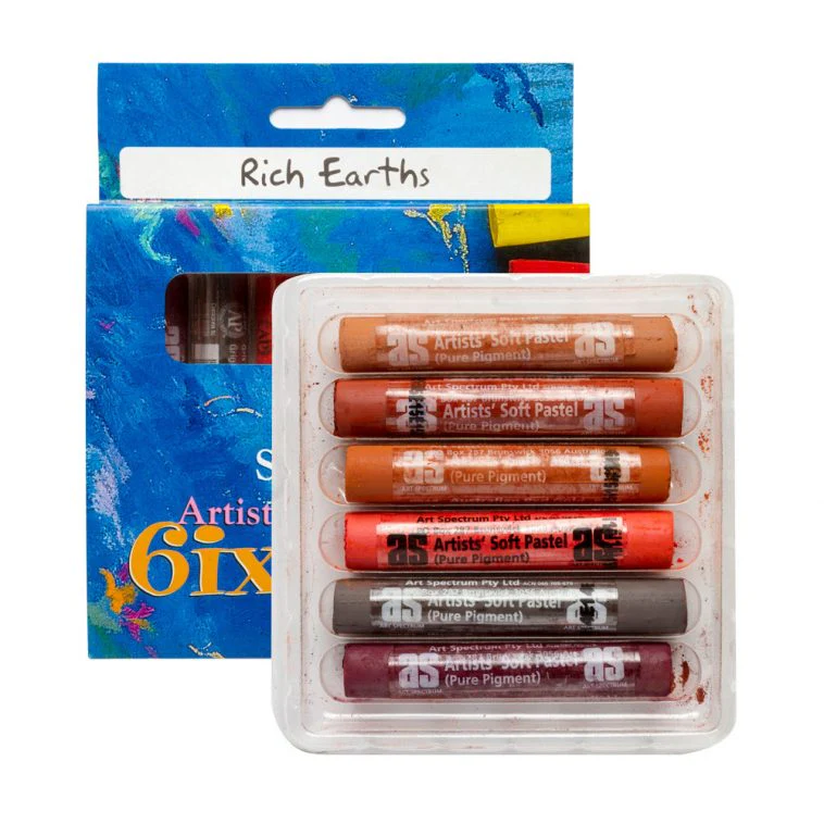 Art Spectrum Soft Round Pastels Set Of 6 - Rich Earths - Nail Gallerys