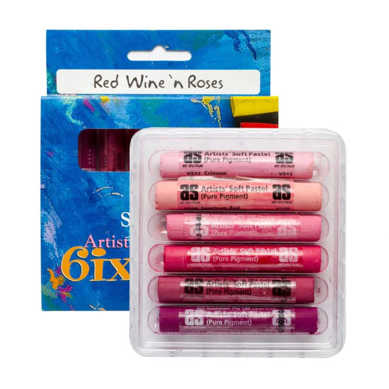 Art Spectrum Soft Round Pastels Set Of 6 - Red Wine n Roses - Nail Gallerys