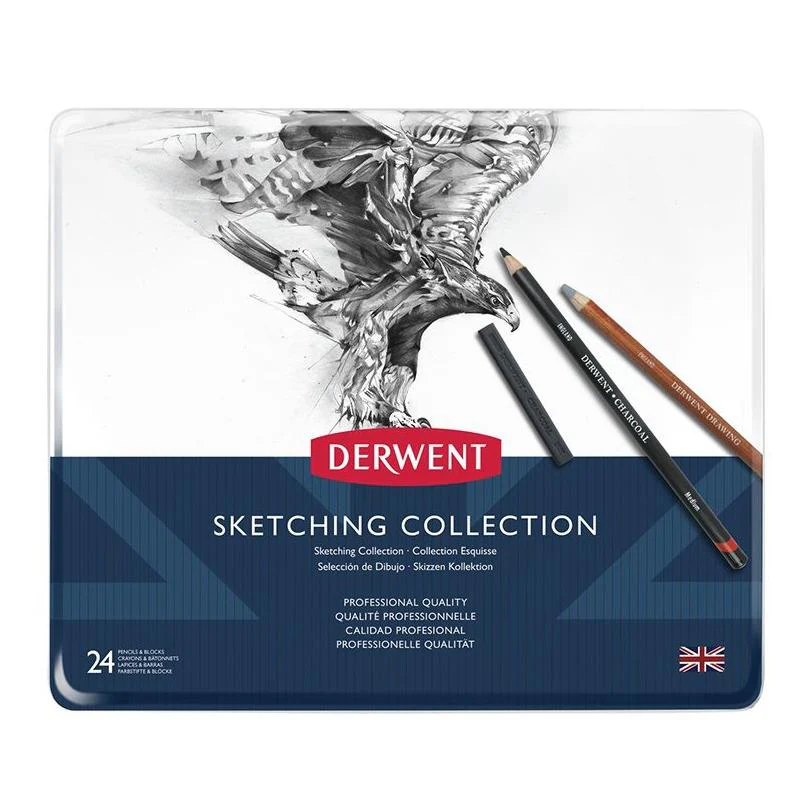 Derwent Pencils & Blocks Sketching Collection Tin of 24 - Nail Gallerys