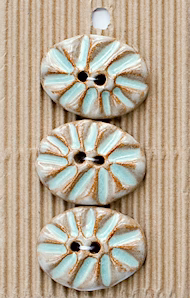 Incomparable Buttons - Medium Aqua Oval - Card of 3 - Nail Gallerys