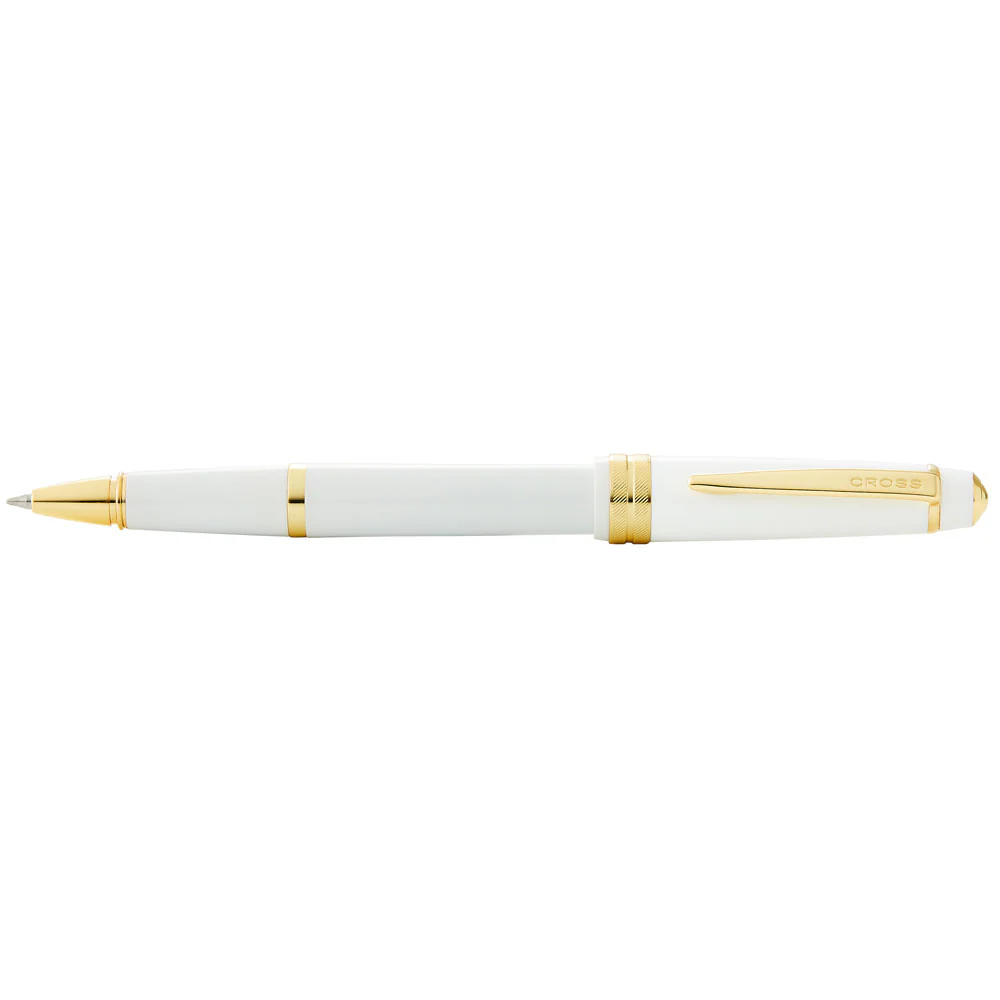 Cross Bailey Light Polished White Resin and Gold Tone Rollerball Pen - Nail Gallerys