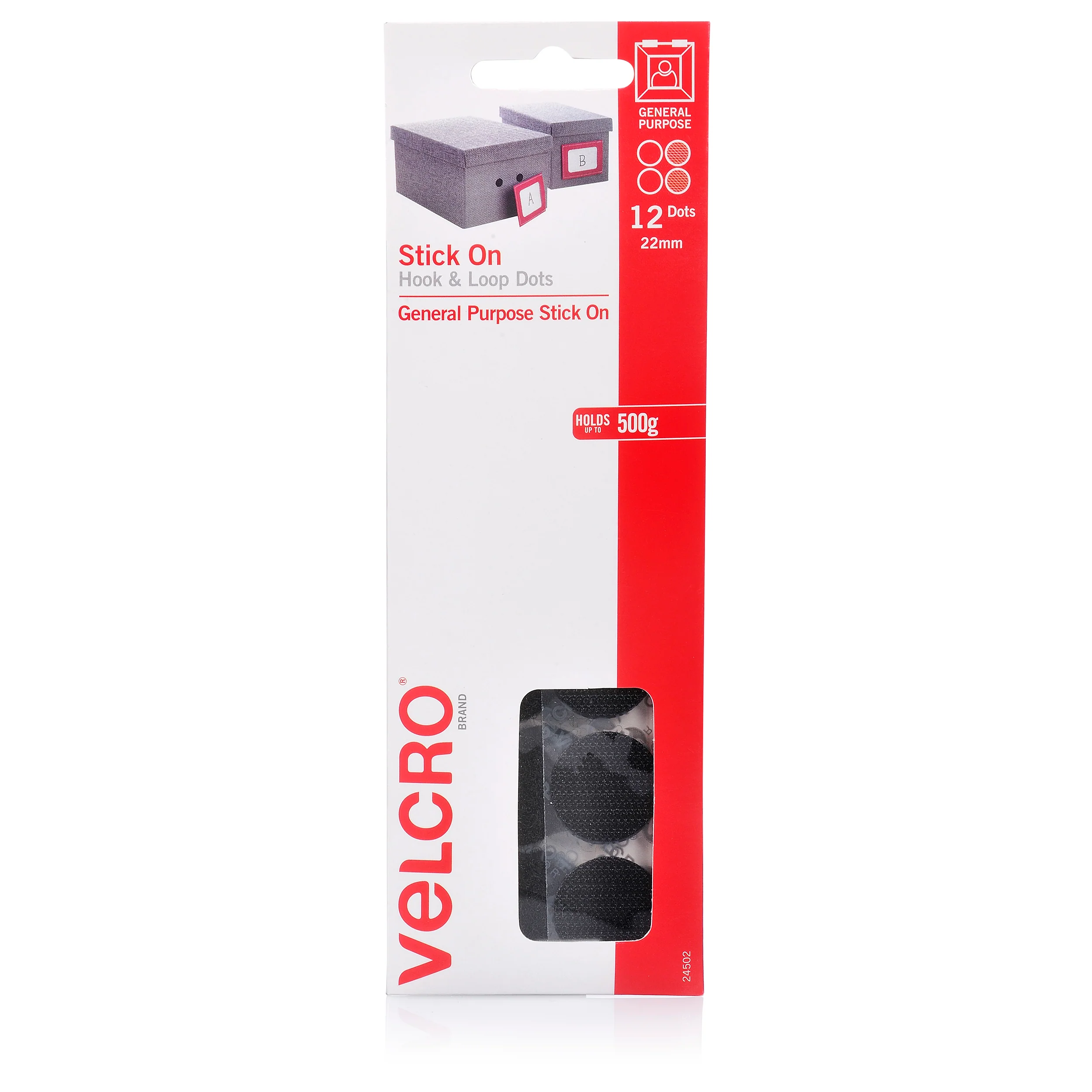 Velcro  Brand Stick On Hook & Loop Dots 12 Dots 22mm Black - Nail Gallerys