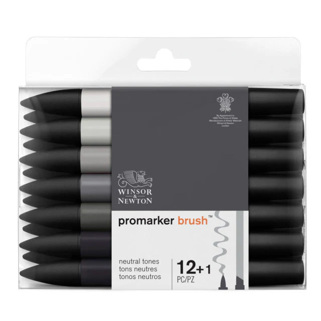 Winsor & Newton Promarker BrushMarkers Set Of 12 - Nail Gallerys