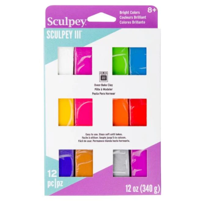 Sculpey III Oven Bake Clay Bright Set Of 12 - Nail Gallerys