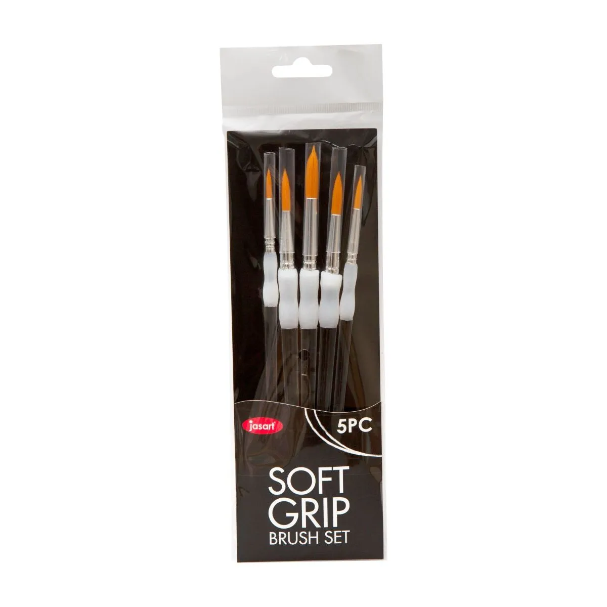 Jasart Soft Grip Gold Synthetic Round Short Brushes Set Of 5 - Nail Gallerys