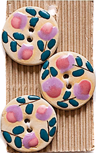 Incomparable Buttons - Large Pink Flowers L515 - Card of 3 - Nail Gallerys