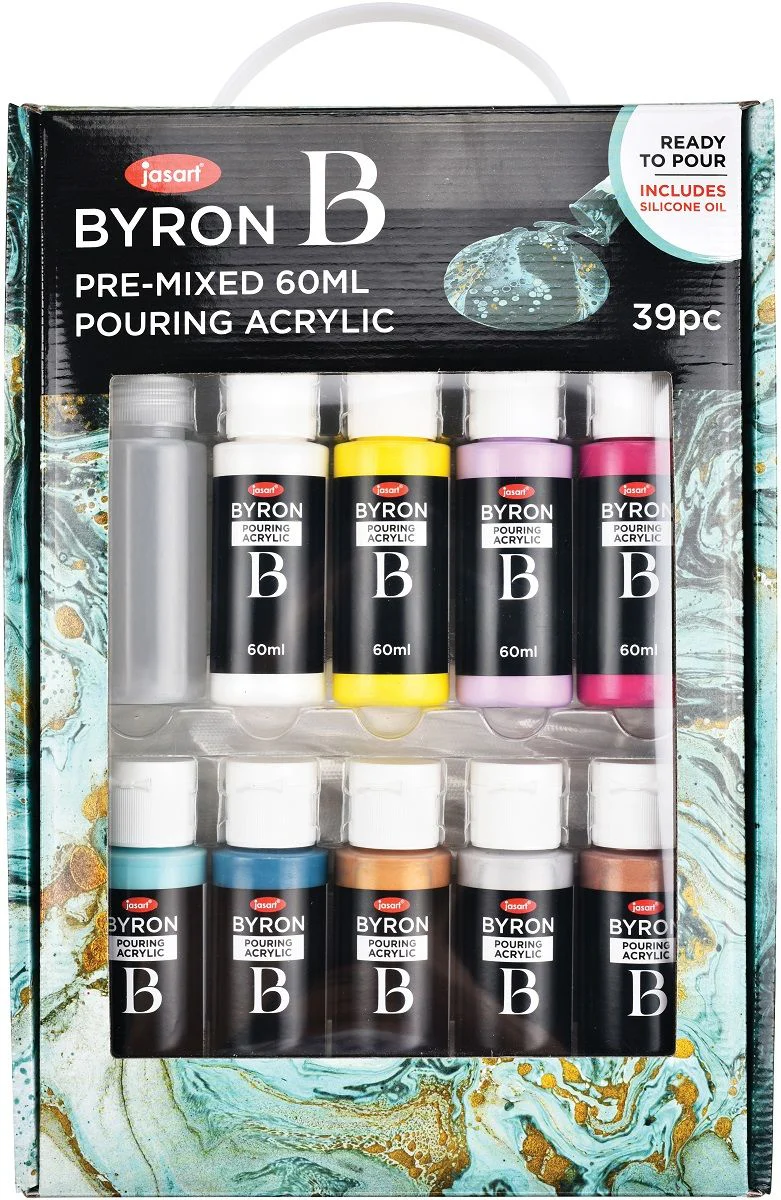 Jasart Byron Silicone Acrylic Pour Paints Set Of 10 - Nail Gallerys